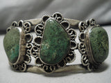 One Of The Best Vintage Native American Navajo Chrysocolla Sterling Silver Bracelet Old-Nativo Arts