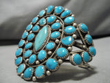 Colossal Vintage Native American Navajo Sky Blue Turquoise Sterling Silver Bracelet Old-Nativo Arts