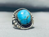 Impressive Vintage Native American Navajo Turquoise Dome Sterling Silver Ring-Nativo Arts