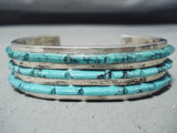 Tremendous Vintage Native American Navajo Turquoise Sterling Silver Bracelet Old-Nativo Arts