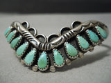 Waving Tears Of Turquoise Green Sterling Silver Native American Navajo Bracelet Old-Nativo Arts