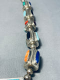 One Of The Best Ever Vintage Native American Navajo Turquoise Sterling Silver Tube Necklace-Nativo Arts