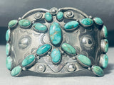Best Early 1900's Vintage Native American Navajo Carico Lake Turquoise Sterling Silver Bracelet-Nativo Arts