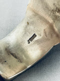 128 Gram Into The Deep Stamp Vintage Native American Navajo Sterling Silver Bracelet-Nativo Arts