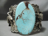 Huge Native American Spiderweb Turquoise Sterling Silver Lizards Bracelet Cuff-Nativo Arts