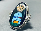 Important Inlay Master Native American Navajo Turquoise Kachina Sterling Silver Ring-Nativo Arts