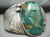 Signed Quality Vintage Native American Navajo Carico Lake Turquoise Sterling Silver Bracelet-Nativo Arts