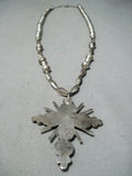 One Of The Best Ever Vintage Native American Navajo Turquoise Cross Sterling Silver Necklace-Nativo Arts