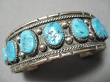 Quality Ideal Vintage Native American Navajo Turquoise Row Sterling Silver Bracelet Old-Nativo Arts