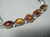 Rare Navajo Native American Amber Sterling Silver Necklace-Nativo Arts