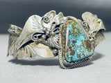 Highly Detailed Vintage Native American Navajo Rare Turquoise Sterling Silver Bracelet-Nativo Arts