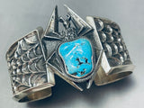 Heavy 149 Gram Vintage Native American Navajo Spider Turquoise Sterling Silver Bracelet-Nativo Arts