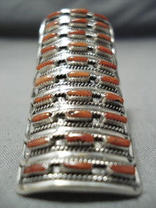Conn Hattie Zuni Coral Sterling Silver Ring Native American Towering-Nativo Arts