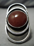 Fabulous Pat Reed Vintage Native American Navajo Domed Carnelian Sterling Silver Ring-Nativo Arts
