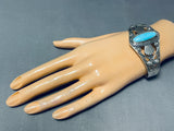 Dynamic Vintage Native American Navajo Sleeping Beauty Turquoise Sterling Silver Bracelet-Nativo Arts