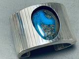Native American Very Rare Recessed Morenci Turquoise Sterling Silver Bracelet-Nativo Arts