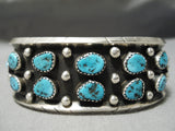 Superb Vintage Native American Navajo Shadow Turquoise Sterling Silver Bracelet Cuff Old-Nativo Arts