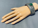 Very Rare Turquoise Vintage Native American Navajo Damale Sterling Silver Kokopelli Bracelet-Nativo Arts