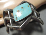 Unique Vintage Native American Navajo Turquoise Sterling Silver Bracelet Old-Nativo Arts