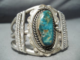 Thick Heavy Cuff Vintage Native American Navajo Gilbert Turquoise Sterling Silver Bracelet-Nativo Arts