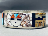 One Of Best Ever Vintage Native American Zuni Agate Turquoise Pueblo Sterling Silver Bracelet-Nativo Arts