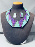 One Of The Craziest Ever Native American Sugulite Sterling Silver Necklace-Nativo Arts