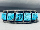 Ben Duboise Vintage Native American Navajo Turquoise Squares Sterling Silver Bracelet-Nativo Arts