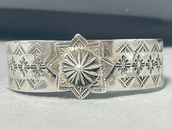 Exquisite Native American Navajo Sterling Silver Star Signed Bracelet-Nativo Arts