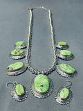 Native American Important Orvil Jack Turquoise Navajo Sterling Silver Necklace Earrings Set-Nativo Arts