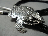 Detailed Toad Navajo Sterling Silver Bolo Tie Native American-Nativo Arts