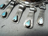 One Of The Best Vintage Native American Zuni Turquoise Kachina Dancer Sterling Silver Necklace-Nativo Arts