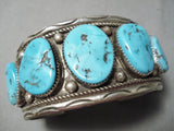 Tremendous Vintage Native American Navajo Traditional Turquoise Sterling Silver Bracelet-Nativo Arts