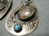 Incredible Vintage Native American Navajo Double Dangle Sterling Silver Earrings-Nativo Arts