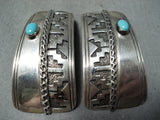 Fantastic Vintage Native American Navajo Sleeping Beauty Turquoise Sterling Silver Earrings Old-Nativo Arts