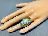 Exceptional Native American Navajo #8 Turquoise Mine Sterling Silver Ring Signed J. Tsosie-Nativo Arts