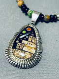 One Of The Most Intricate Native American Navajo Turquoise Inlay Necklace- Shooting Star!-Nativo Arts