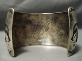 Important Vintage Native American Navajo Long Family Turquoise Sterling Silver Bracelet Old-Nativo Arts