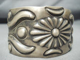 Expert Hand Tooled Wide Vintage Native American Navajo Sterling Silver Bracelet-Nativo Arts