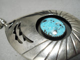 Museum Vintage Native American Navajo Persin Turquoise Sterling Silver Necklace Old-Nativo Arts