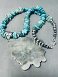 Majestic Native American Navajo Turquoise Sterling Silver Gigantic Necklace-Nativo Arts