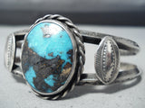 Important Vintage Native American Navajo Bisbee Turquoise Sterling Silver Bracelet-Nativo Arts