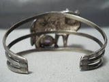 Detailed!! Vintage Native American Navajo Wolf Sterling Silver Amethyst Bracelet Cuff-Nativo Arts