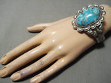 Substantial Vintage Native American Navajo Gilbert Turquoise Sterling Silver Bracelet-Nativo Arts