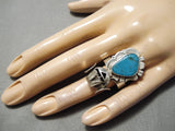 Detailed!! Vintage Native American Navajo Kachina Master Sterling Silver Turquoise Ring-Nativo Arts