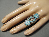 Fabulous Vintage Zuni Native American Turquoise Inlay Sterling Silver Ring-Nativo Arts
