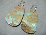 Huge Slab Turquoise #8 Sterling Silver Native American Earrings-Nativo Arts