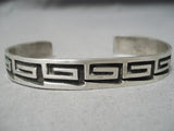 Incredible Vintage Native American Navajo Geometric Water Wave Sterling Silver Bracelet-Nativo Arts