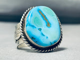 Eye Catching Vintage Native American Navajo Turquoise Sterling Silver Leaf Ring-Nativo Arts