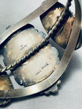 Sturdy Signed Older Vintage Native American Navajo Petrified Wood Sterling Silver Bracelet-Nativo Arts