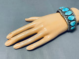 Astounding Vintage Native American Navajo 8 Blue Gem Turquoise Sterling Silver Bracelet-Nativo Arts